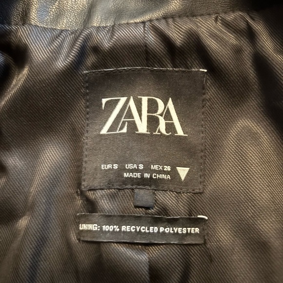 Zara Faux Leather Blazer Size Small Black NWOT - Picture 4 of 8